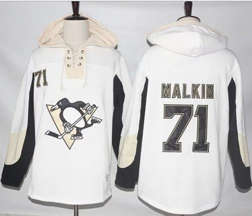 Penguins #71 Evgeni Malkin White Pullover Hoodie Stitched NHL Jersey